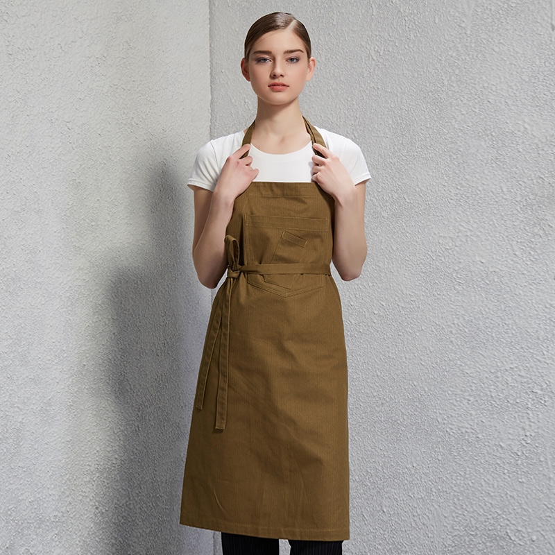 long coffee halter apron 